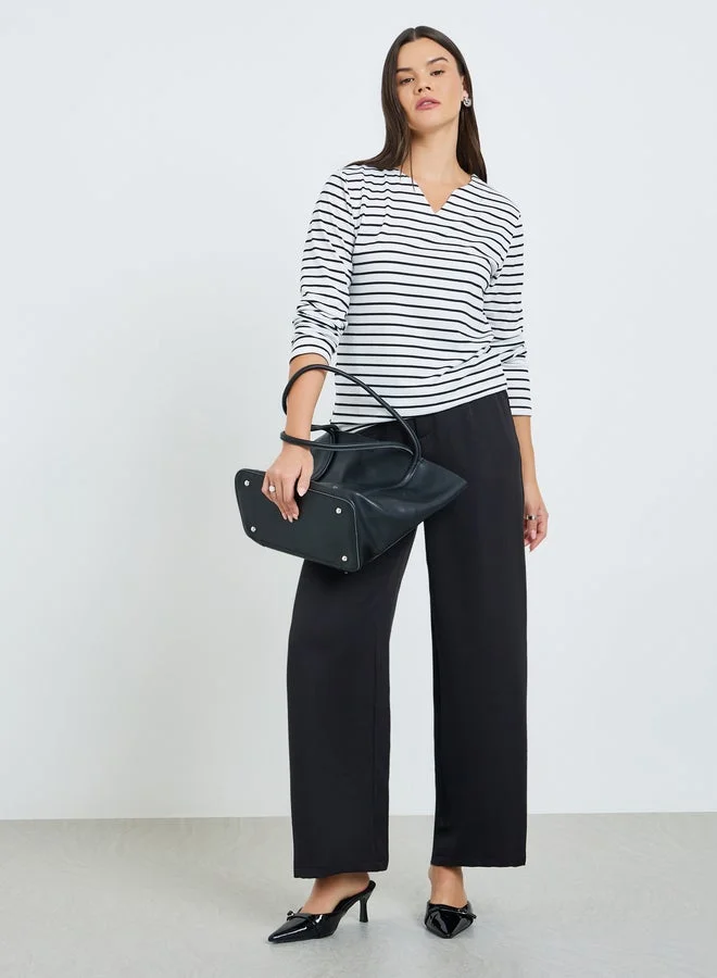 Take Two Striped V-Neck Long Sleeve Top