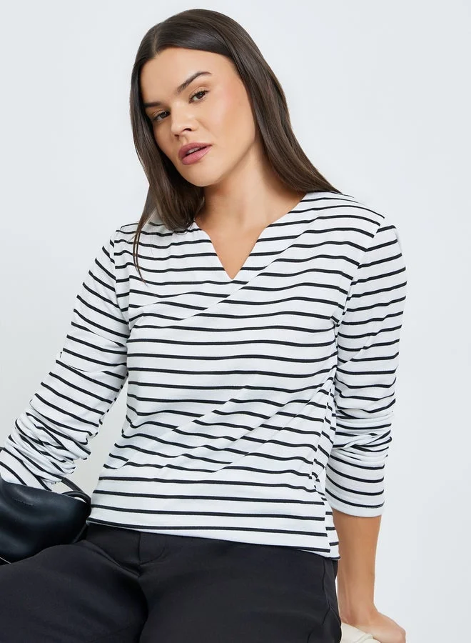 Take Two Striped V-Neck Long Sleeve Top