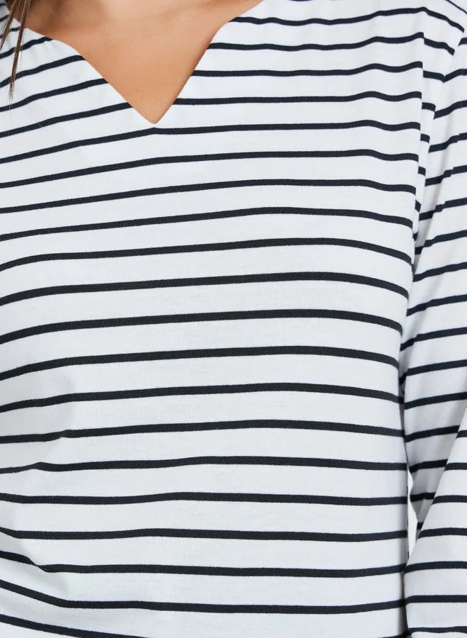 Take Two  Striped V-Neck Long Sleeve Top for Women | Best Price UAE