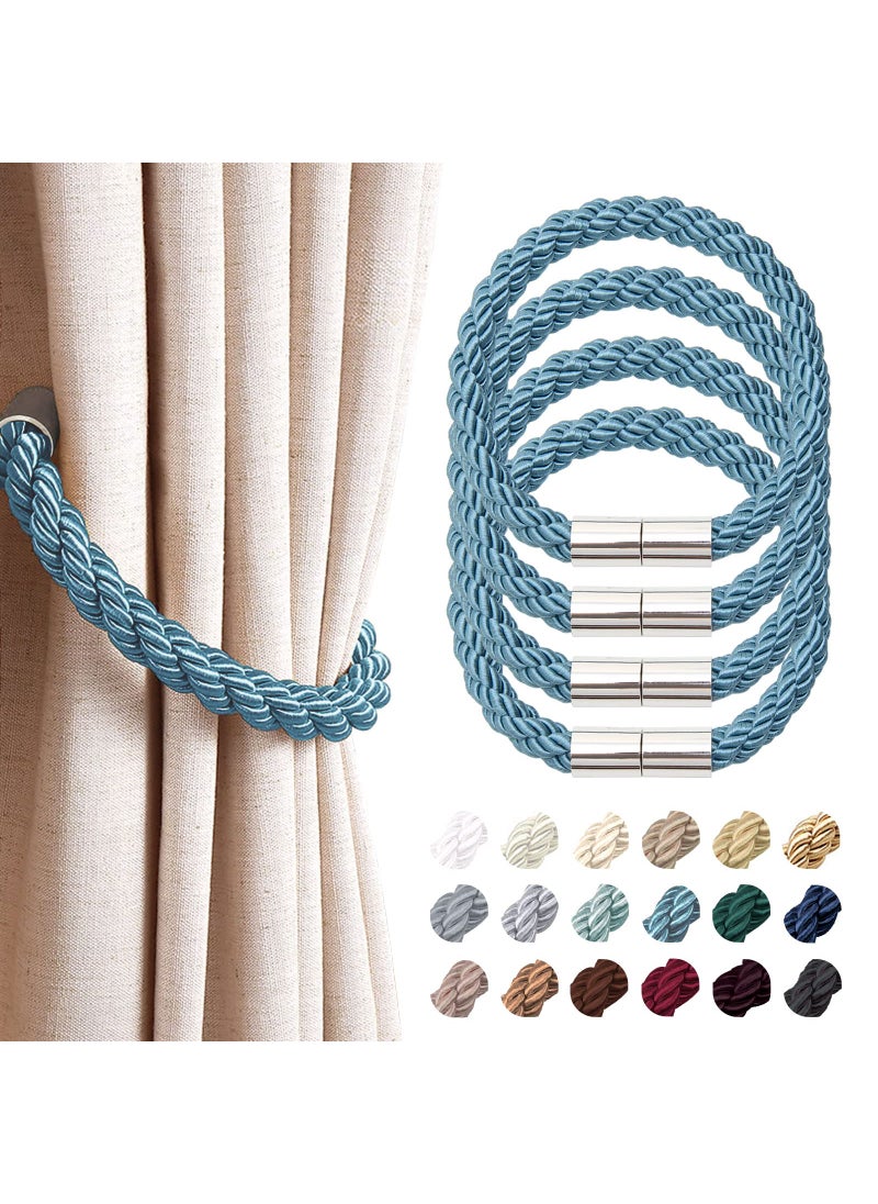 NICEEC 4 Pack Strong Magnetic Curtain Tiebacks Modern Simple Style Drape Tie Backs Convenient Decorative Weave Rope Curtain Holdbacks for Thin or Thick Home  Office Window Draperies Teal