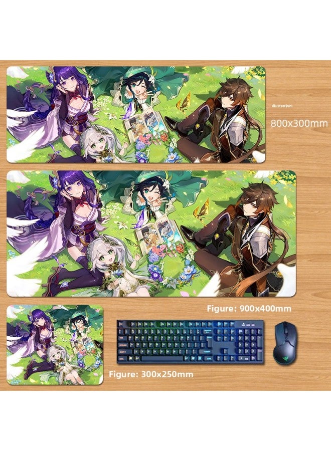 Unlocked Genshin Impact Mouse Pad Extra Large Animation Kamisato Ayaka Thunder General Two-Dimensional Keyboard Computer Game-Color:60x30cm Thickness 3mm-Pattern:YS43  - Image 2