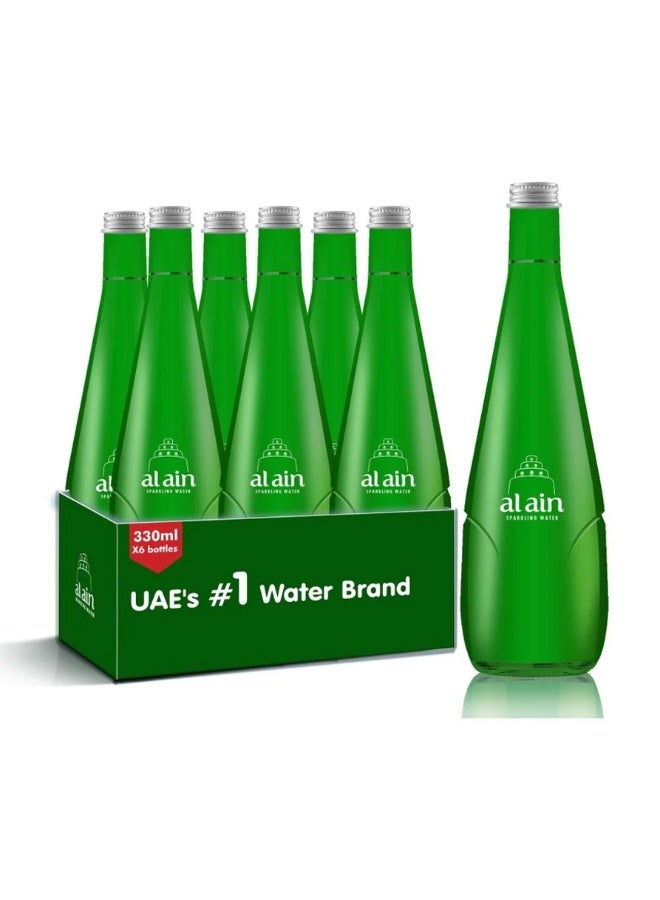 Al Ain Sparkling Water Glass Bottle 330ml × 6 Pieces