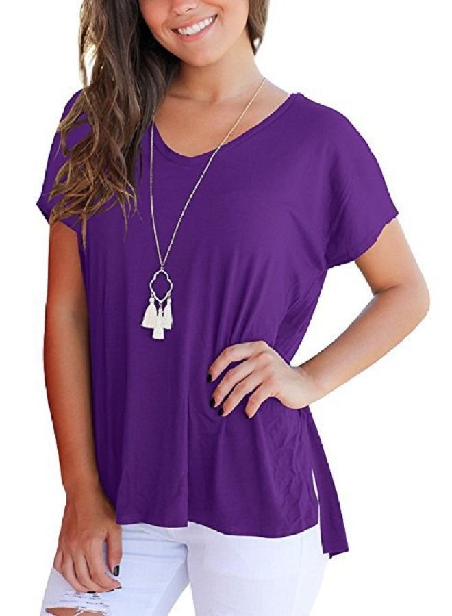 Loquat Women's Front Short Back Long Side Seam Split T-Shirt - Image 1