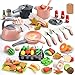 Zero Zoo 105Pcs Kids Kitchen Toy Accessories Toddler Pretend BBQ Camping Cooking Playset Play Pots Pans Utensils Cookware Toys Play Food Set Vegetables Learning Gift for Girls Boys - Image 4