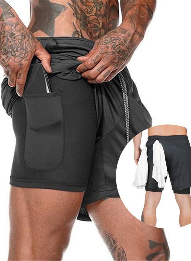 UETEEY Mens Running Shorts，Quick Dry Workout Running Shorts for Men，2-in-1 Stealth Shorts，Gym Yoga Outdoor Sports Shorts with Pockets-XXL - Image 1