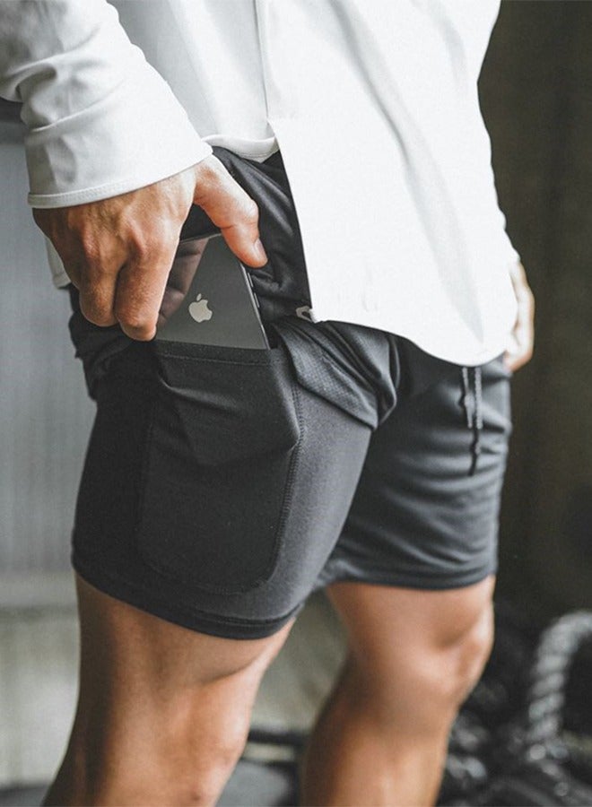 UETEEY Mens Running Shorts，Quick Dry Workout Running Shorts for Men，2-in-1 Stealth Shorts，Gym Yoga Outdoor Sports Shorts with Pockets-XXL - Image 2