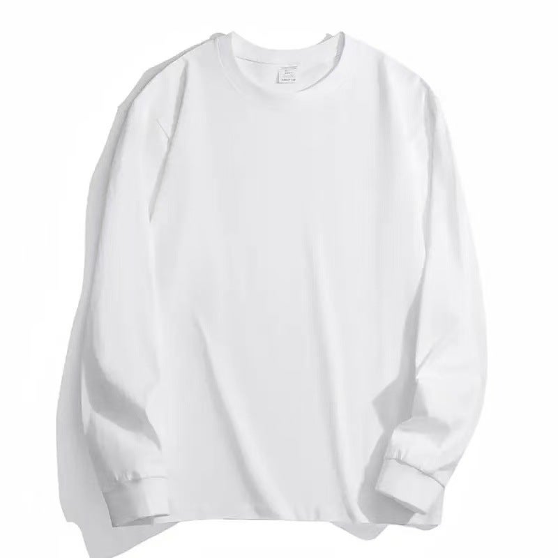 Xinjiang cotton 320g heavyweight pure cotton round-neck long-sleeved T-shirt loose casual plus-size base T-shirt for men and women trendy - Image 5