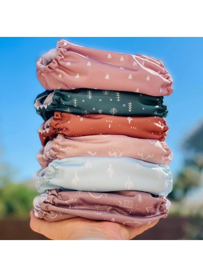 Mama Koala 2.0 Cloth Diapers for Babies with AWJ Lining, 6 Pack with 6 Bamboo Cloth Diaper Inserts - Reusable and Washable Pocket Diapers - Image 3