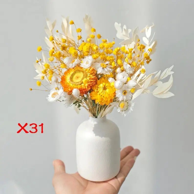 Bluejw Natural Dried Flowers Bouquet with Vase Arrangement - Rustic Home Decor, Desktop Ornament, Wedding Decorations, Includes Dried Plants - Image 4
