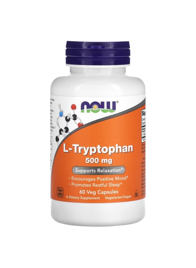 now L-Tryptophan, 500 mg, 60 Veg Capsules - Image 1