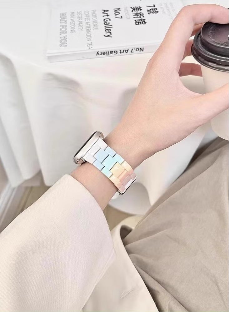 Compatible Apple Watch Straps 42mm 44mm 45mm 49mm, Stainless Steel iWatch Band with Case for Apple Watch Series 8/7/6/5/4/3/2/1/SE/SE2/Ultra（Rainbow Colors） - Image 3