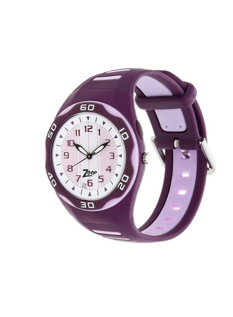 Zoop White Dial Purple Plastic Strap Watch - Image 2
