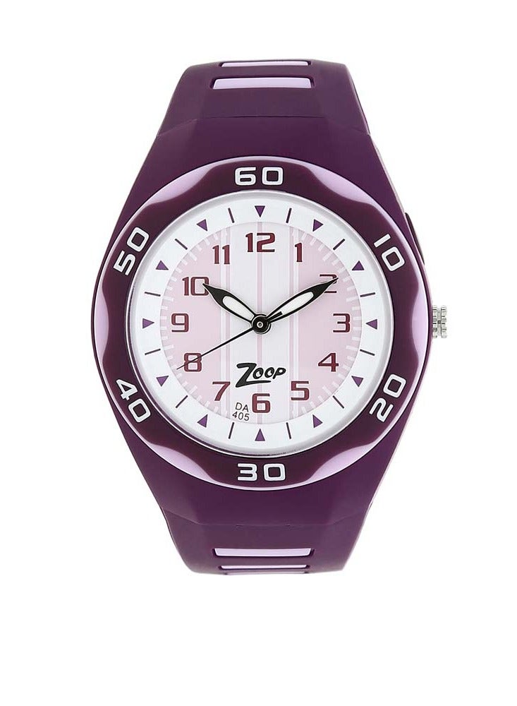 Zoop White Dial Purple Plastic Strap Watch - Image 1