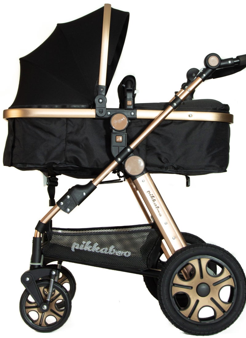 Pikkaboo - Pikkabo-3in1 Luxury Pram Stroller-Black - Image 1