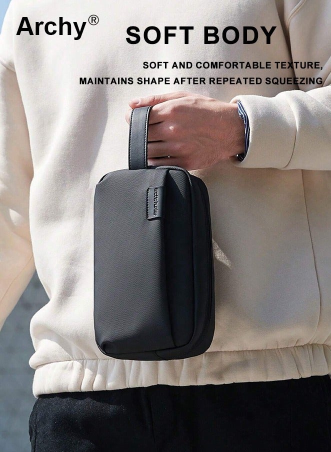Archy Men Clutch Bag Portable Washing Toiletry Bag Men's Handbag For Sports Business and Travel Storage Bag Square Bag For Business Gift For Father Wash Bag Toiletry Bag Handbag - Image 1
