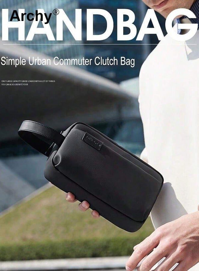 Archy Men Clutch Bag Portable Washing Toiletry Bag Men's Handbag For Sports Business and Travel Storage Bag Square Bag For Business Gift For Father Wash Bag Toiletry Bag Handbag - Image 2