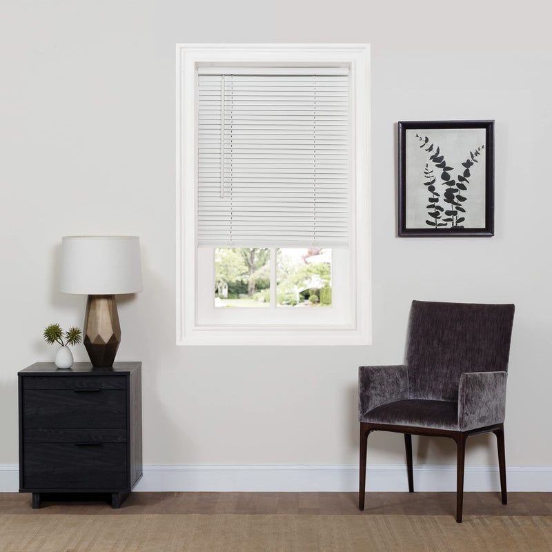 Achim Home Furnishings Cordless Room Darkening Mini Blind  33 Inch Width 64 Inch Length 1 Slat Size  Pearl White  Cordless GII Deluxe Sundown Horizontal Windows Blinds for Interior by Achim Home Decor 