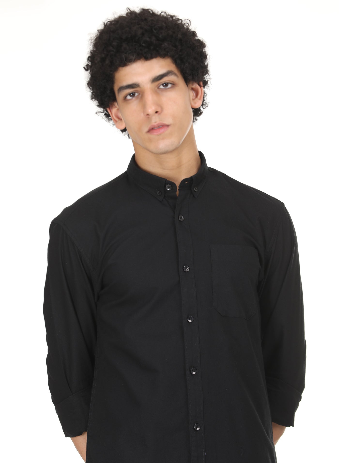 RSO Outfits Men's Solid Cotton Oxford Shirt(Black,)