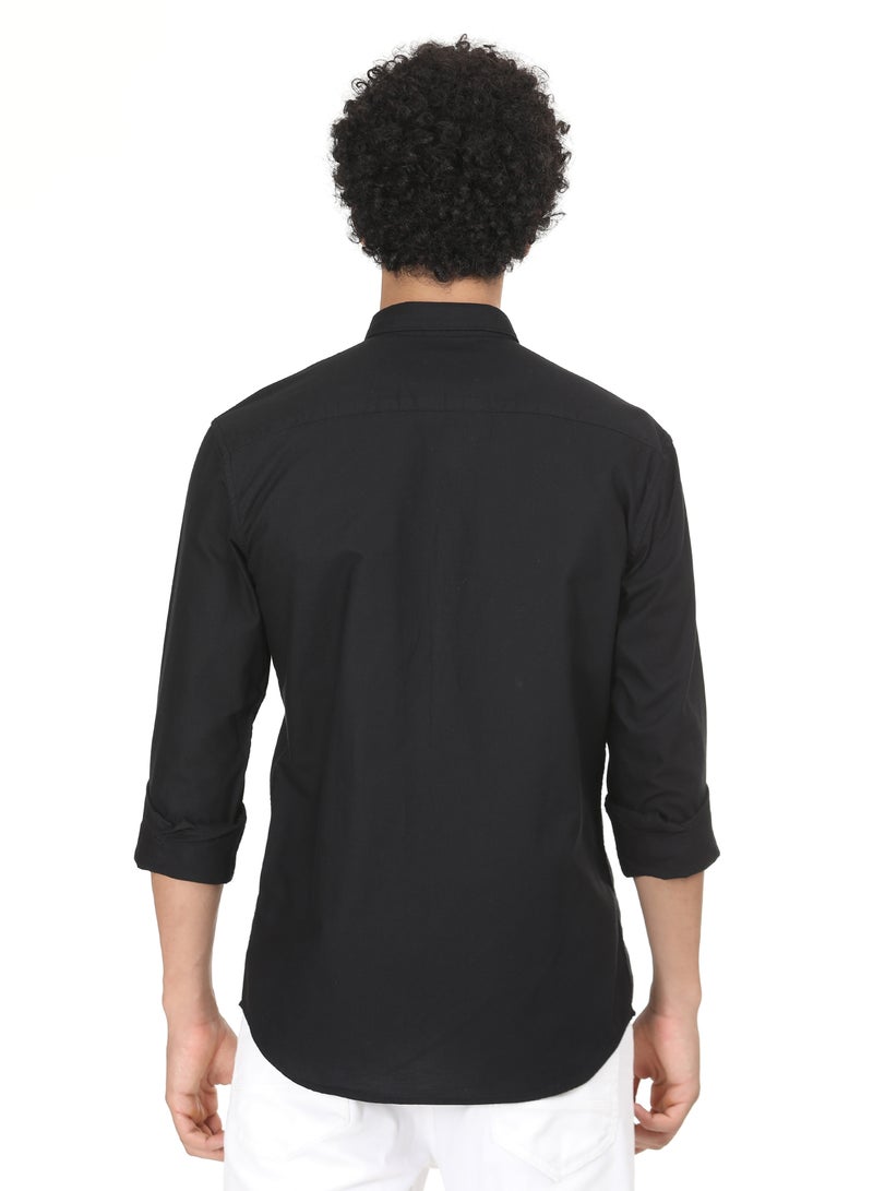 ملابس RSO قميص أكسفورد من القطن الصلب للرجال من RSO Outfits (أسود،) - Image 4