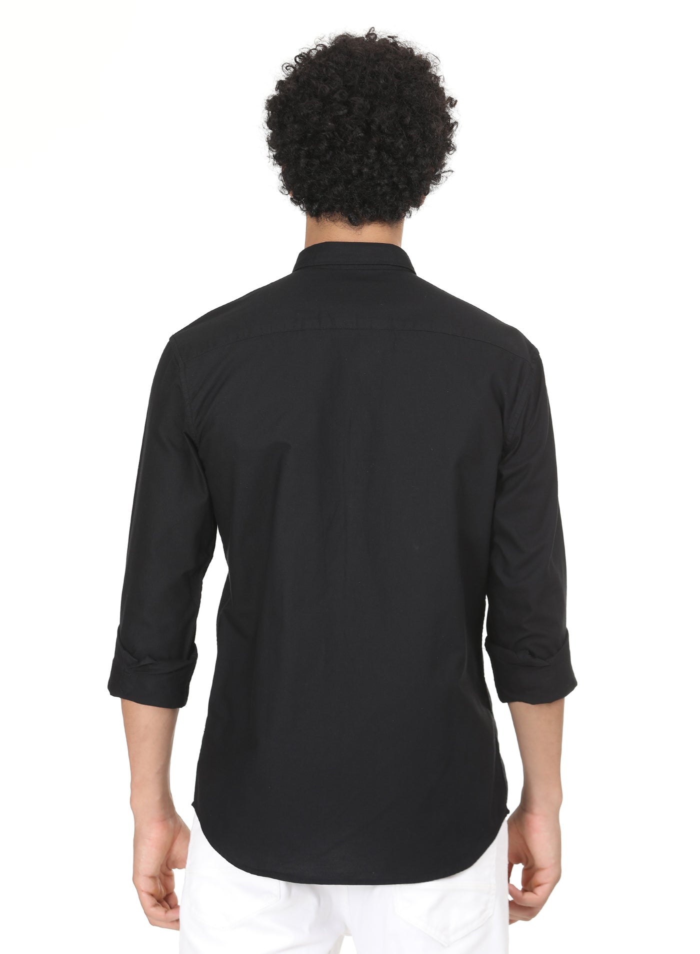 RSO Outfits Men's Solid Cotton Oxford Shirt(Black,) image 4