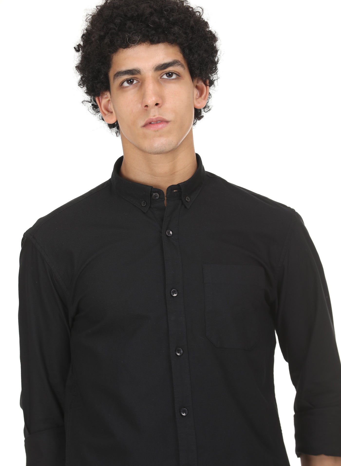 RSO Outfits Men's Solid Cotton Oxford Shirt(Black,) image 5