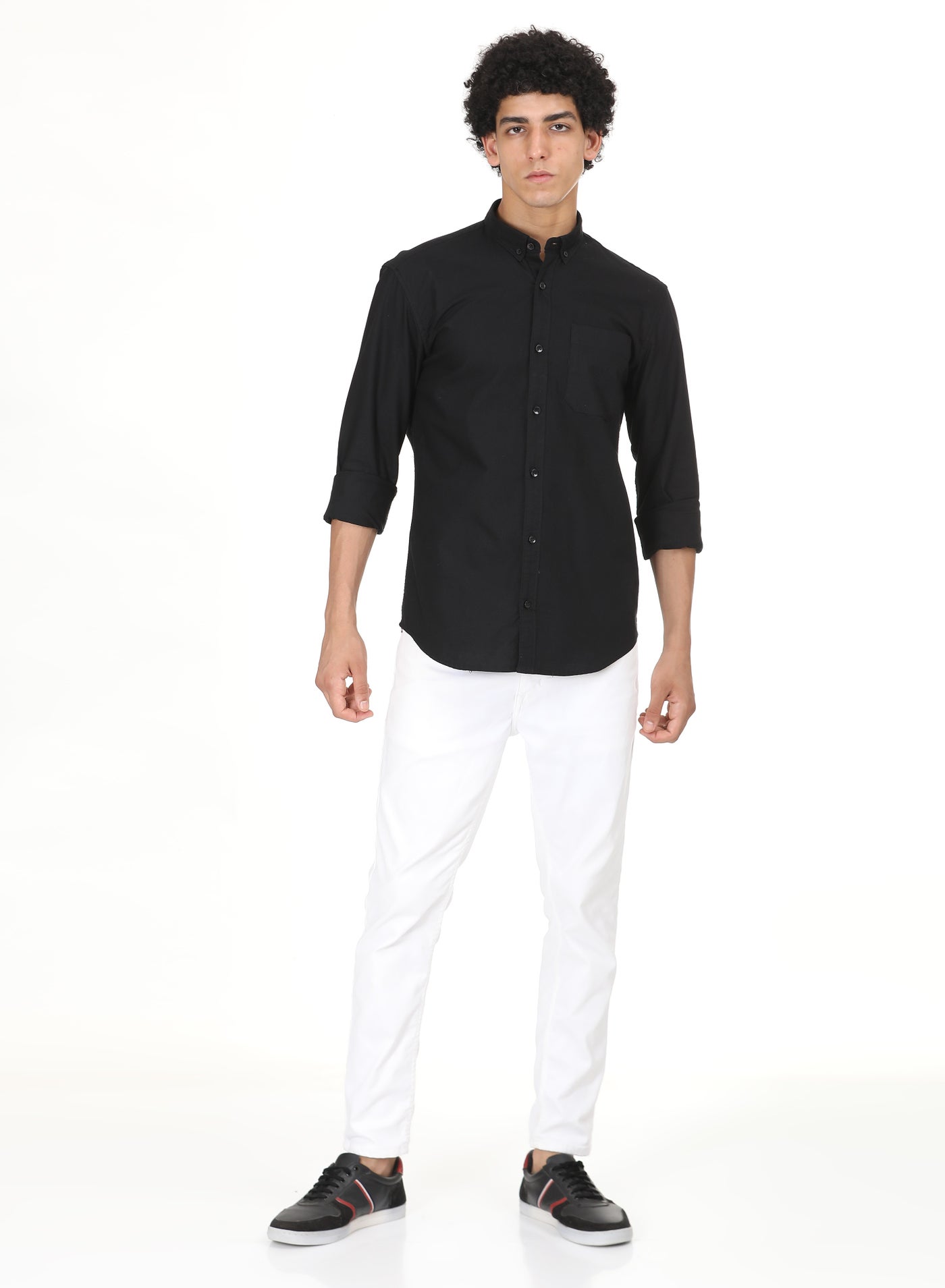 RSO Outfits Men's Solid Cotton Oxford Shirt(Black,) image 8