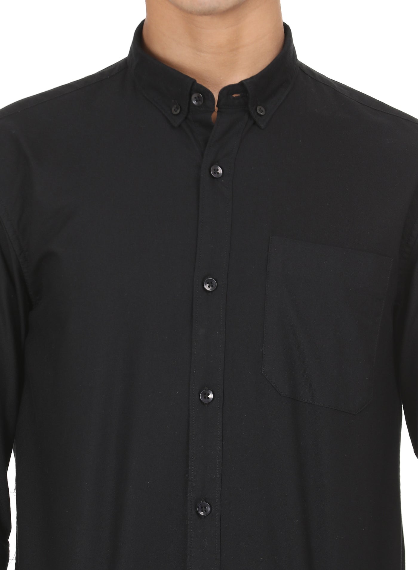 RSO Outfits Men's Solid Cotton Oxford Shirt(Black,) image 9