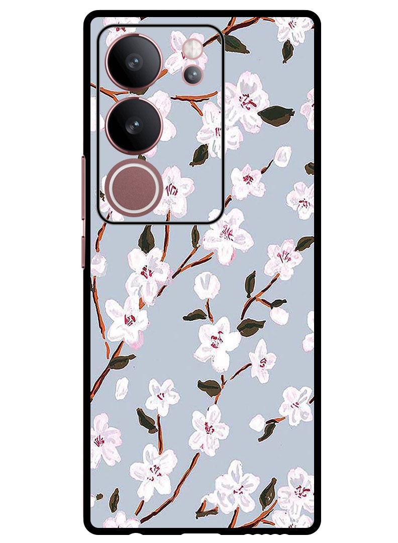 Theodor غطاء واقي مضاد للخدش وصدمات مع حواف لجهاز Vivo V29 - V29 Pro زهور بيضاء - Image 1