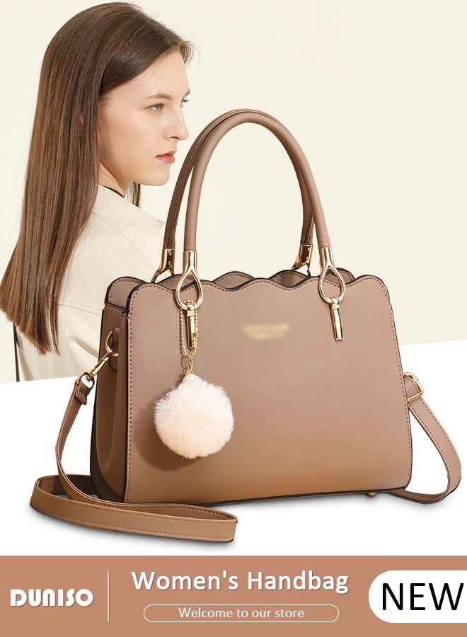 DUNISO Women's Fashion Handbag Faux Leather Crossbody Bag For Women Large Capacity Bow Trim Tote Bags Top Handle Satchel Fashionable Travel Shoulder Bag For Ladies - Image 1