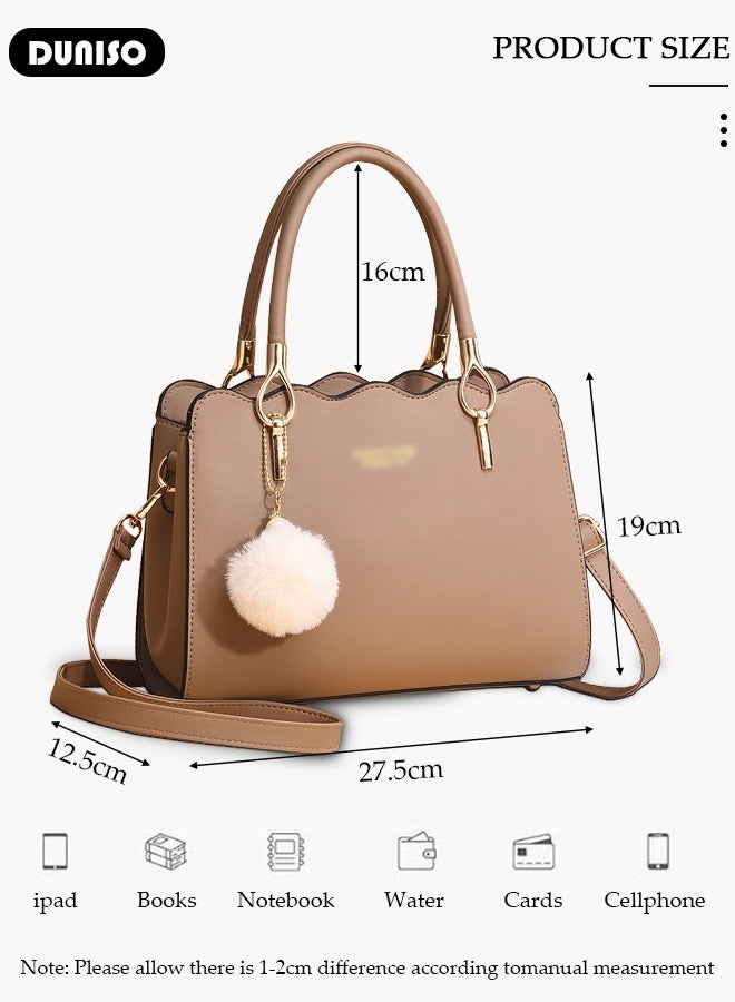 DUNISO Women's Fashion Handbag Faux Leather Crossbody Bag For Women Large Capacity Bow Trim Tote Bags Top Handle Satchel Fashionable Travel Shoulder Bag For Ladies - Image 3