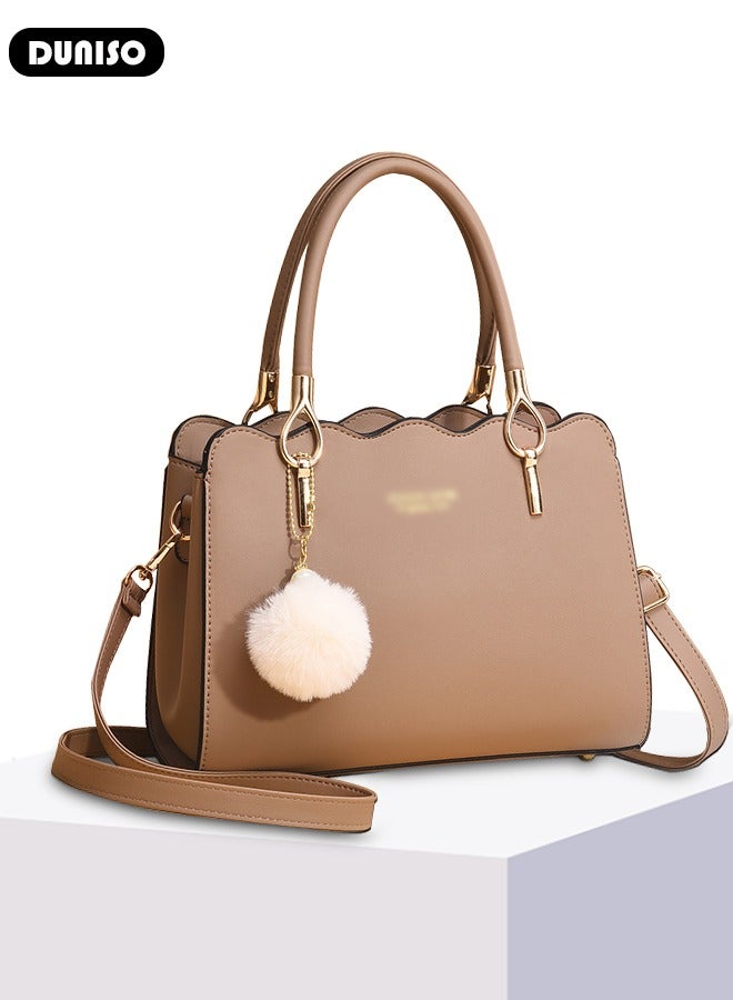 DUNISO Women's Fashion Handbag Faux Leather Crossbody Bag For Women Large Capacity Bow Trim Tote Bags Top Handle Satchel Fashionable Travel Shoulder Bag For Ladies - Image 4