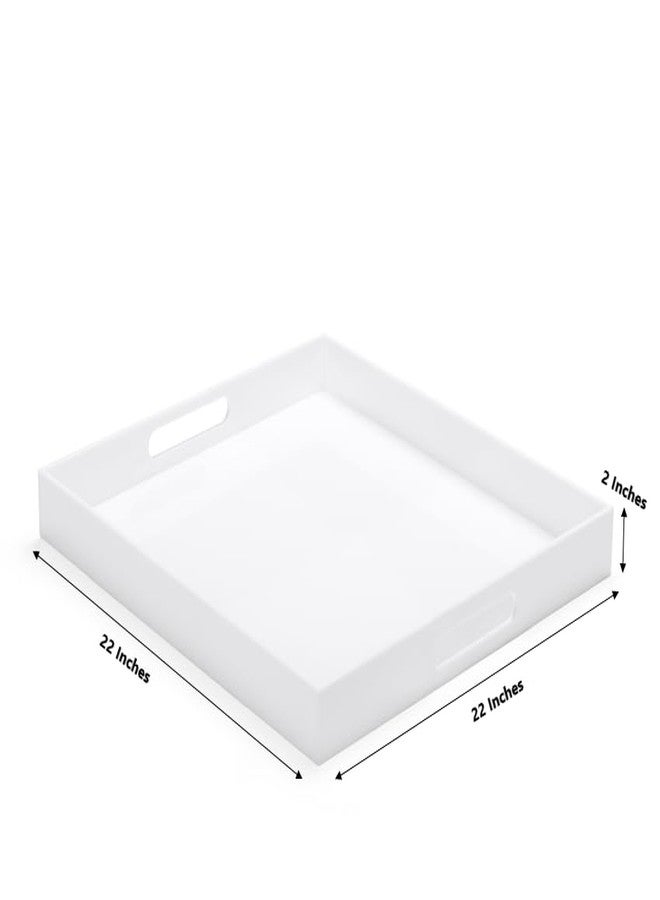 ATOZONE White Modern Acrylic Ottoman Tray with Cutout Handles 22x22 Inch Over-Sized Serving Tray Rubber Boot Tray Organizer Decorative Tray for Living Room, Bedroom,Bathroom and Kitchen Tabletop - Image 2