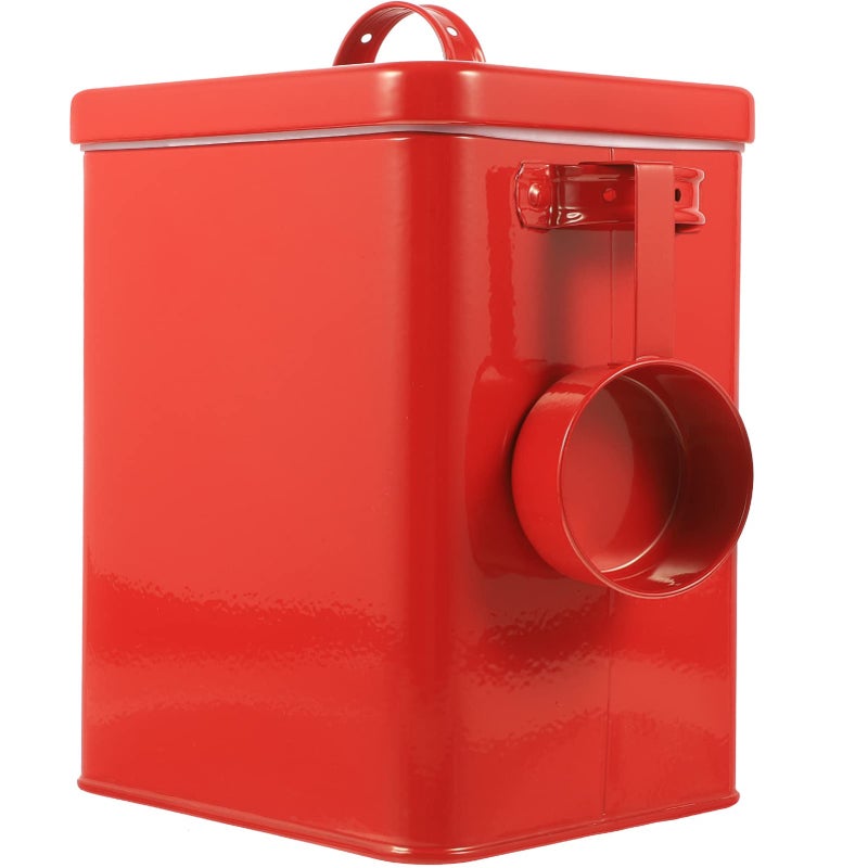Metal Rice Storage Container Canister with Lid  Cereal Dispenser for Pantry Organization Red