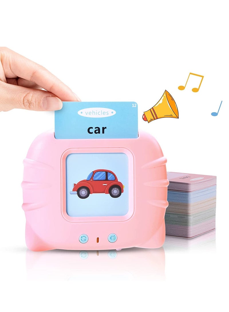 Educational Toys for 2 3 4 Years Old 112 Talking Baby Flash Cards,Boys 2-6 Years 224 Words Audible Baby Speech Therapy Toys Autism Toys for Girls Birthday Gifts for Kids (Pink_112 Card(224 Words)) - Image 1