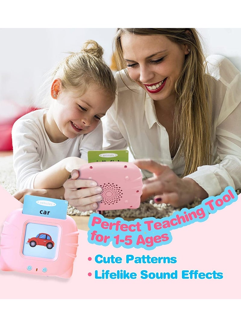 Educational Toys for 2 3 4 Years Old 112 Talking Baby Flash Cards,Boys 2-6 Years 224 Words Audible Baby Speech Therapy Toys Autism Toys for Girls Birthday Gifts for Kids (Pink_112 Card(224 Words)) - Image 4