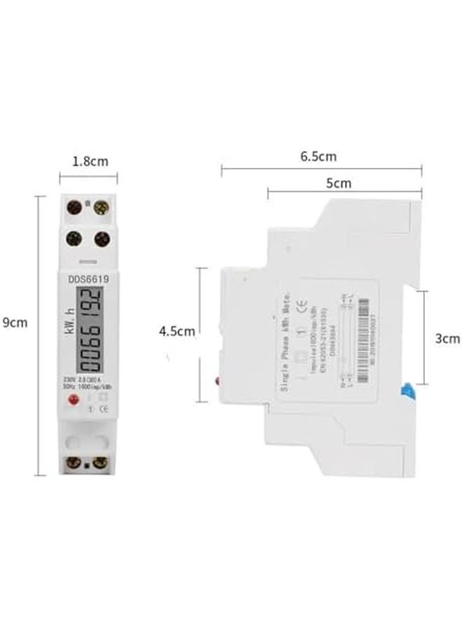 Single Phase Din Rail Energy Meter LCD Display 5 30 A Current Voltage Power Consumption - Image 4