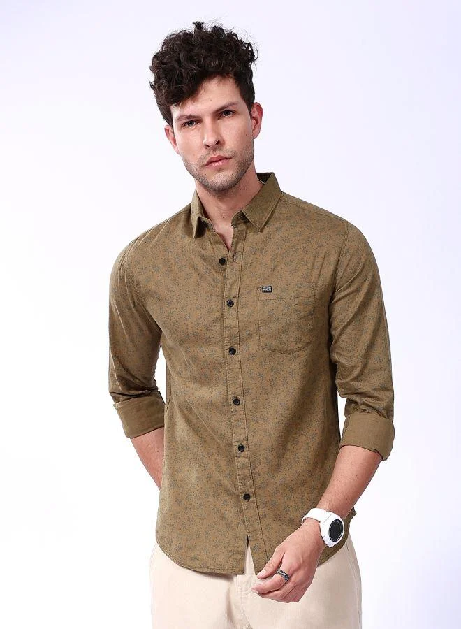 The Indian Garage Co Men Slim Fit Abstract Printed Full Sleeves Spread Collar Casual Shirt