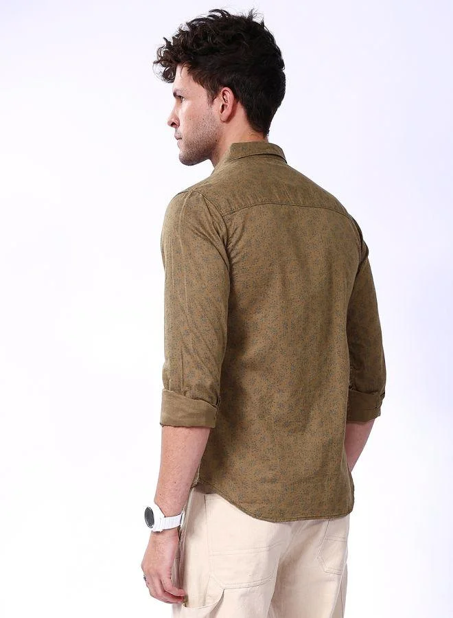 The Indian Garage Co Men Slim Fit Abstract Printed Full Sleeves Spread Collar Casual Shirt