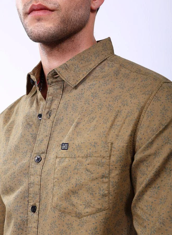 The Indian Garage Co Men Slim Fit Abstract Printed Full Sleeves Spread Collar Casual Shirt
