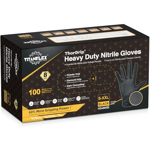 TitanFlex 8-mil Premium Nitrile Gloves, Black, Medium, Unisex, Protective Glove - Image 2