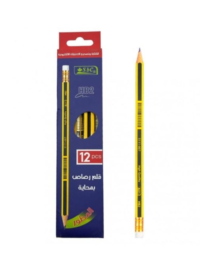 SBC HB2 PENCIL WITH ERASER 12PCS