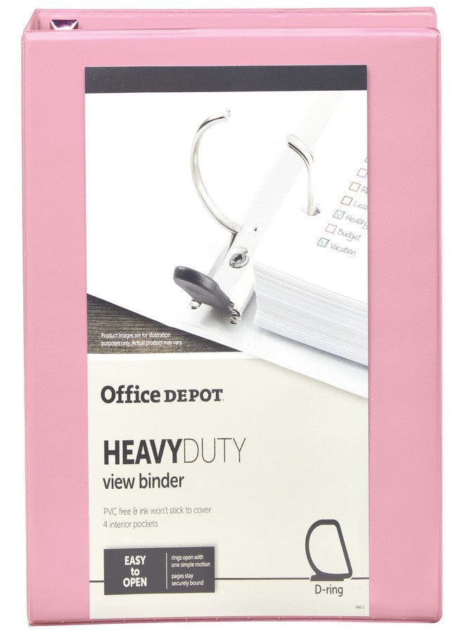 أوفيس ديبوت مجلد Office Depot® شديد التحمل بثلاث حلقات، حلقات على شكل حرف D مقاس 1 1/2 بوصة، وردي - Image 3