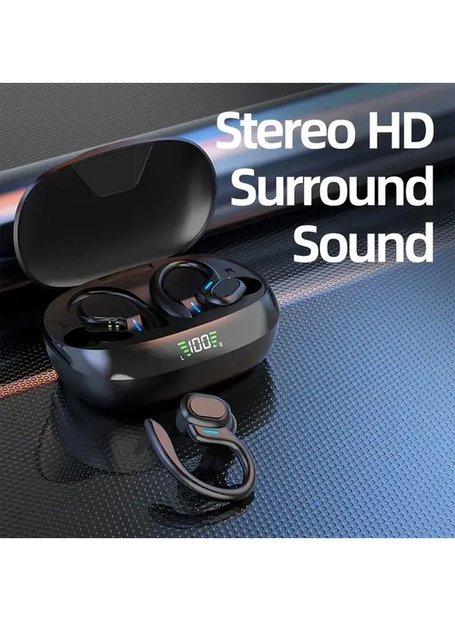 Red Pure Bass Wireless Headphones Noise Cancelling Earbuds with LED Display Microphone - Image 2