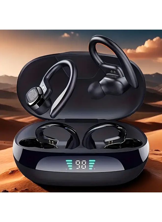 Red Pure Bass Wireless Headphones Noise Cancelling Earbuds with LED Display Microphone - Image 4