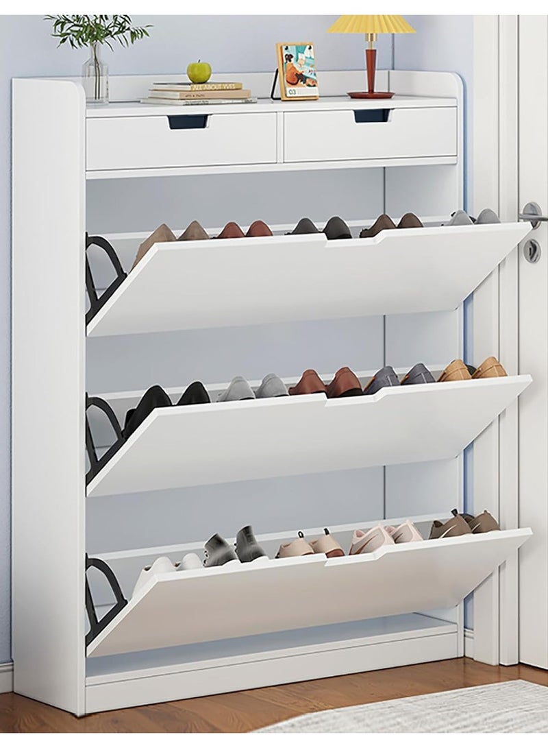 DubaiGallery خزانة ممر حديثة فاخرة، رف أنيق وبسيط للأحذية والصنادل في الشرفة، خشب أبيض - Image 1