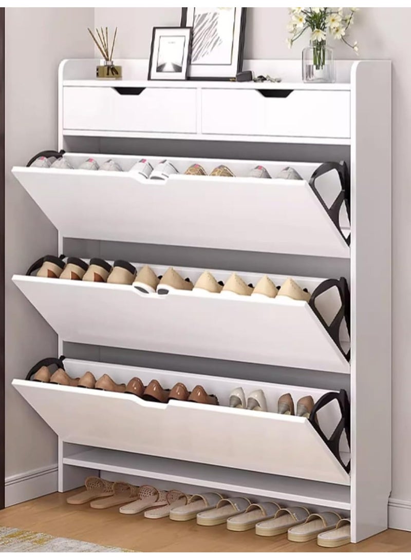 DubaiGallery خزانة ممر حديثة فاخرة، رف أنيق وبسيط للأحذية والصنادل في الشرفة، خشب أبيض - Image 3