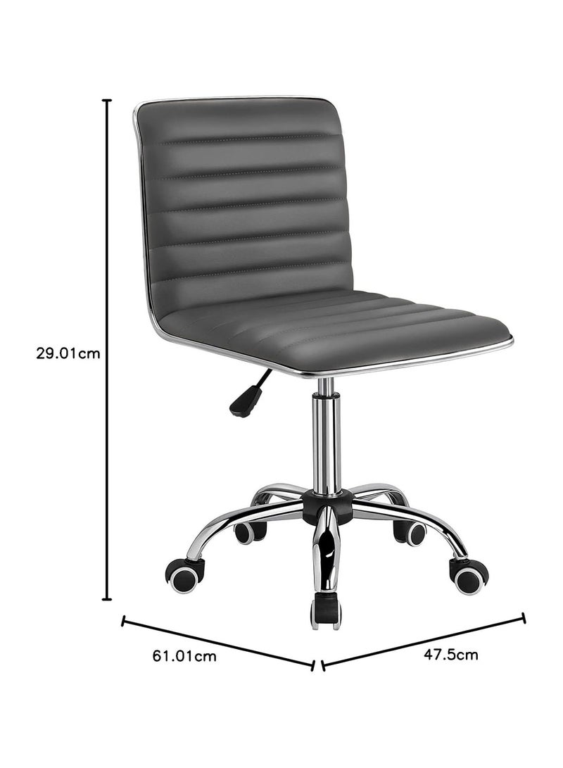Mahmayi Mid Back Task Chair Comfortable Low Back Leather Swivel Office Desk Chair with Foam Molded Seat and Armless - Grey - Image 3