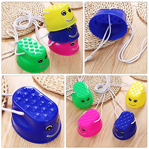 NUOBESTY Bucket Walking Stilts Walking Cups Sensory Training Stilts Equipment for Children Kids Balance and Coordination, Strength Ability Developing, 8pcs - Image 3