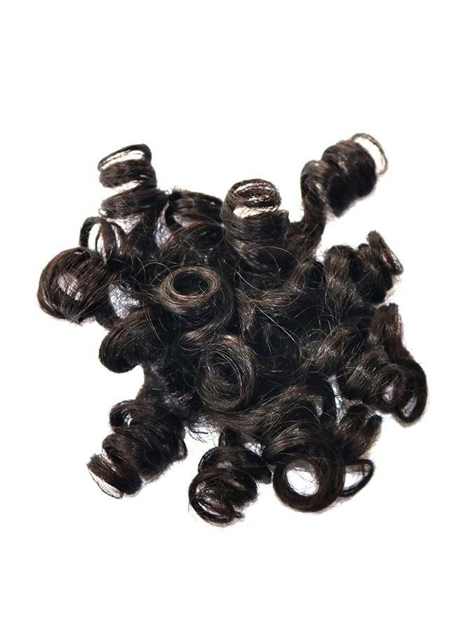 Aiokrtse Peruvian Virgin Hair Short Bouncy Curly Human Hair Weave Bundles 3 Bundles 6 inches with 1 Small Closure 122 Grams Natural Colour - Image 4