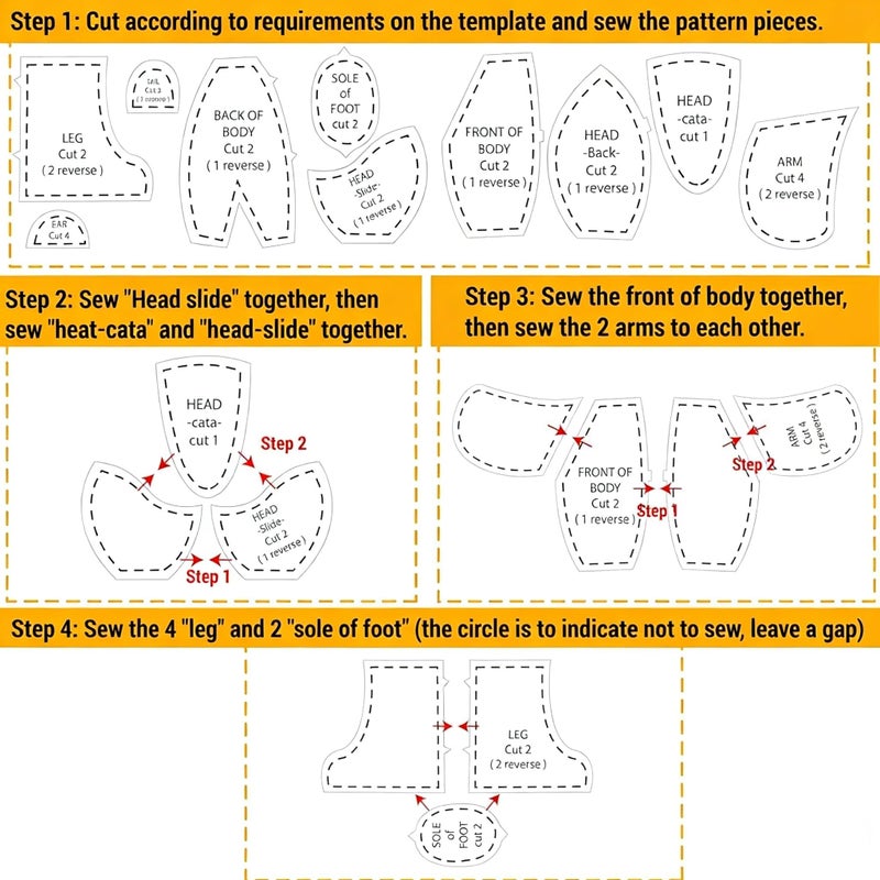 YICBOR Memory Bear Sewing Templates Set, 10Pcs Durable Acrylic Teddy Bear Sewing Patterns & Templates with Detailed Instructions for Sewing (Medium) - Image 2